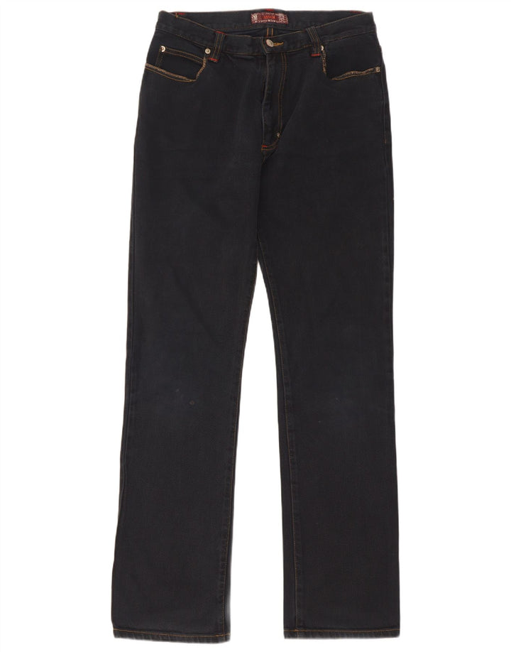 Calça jeans reta feminina Sasch W32 L34 algodão azul marinho