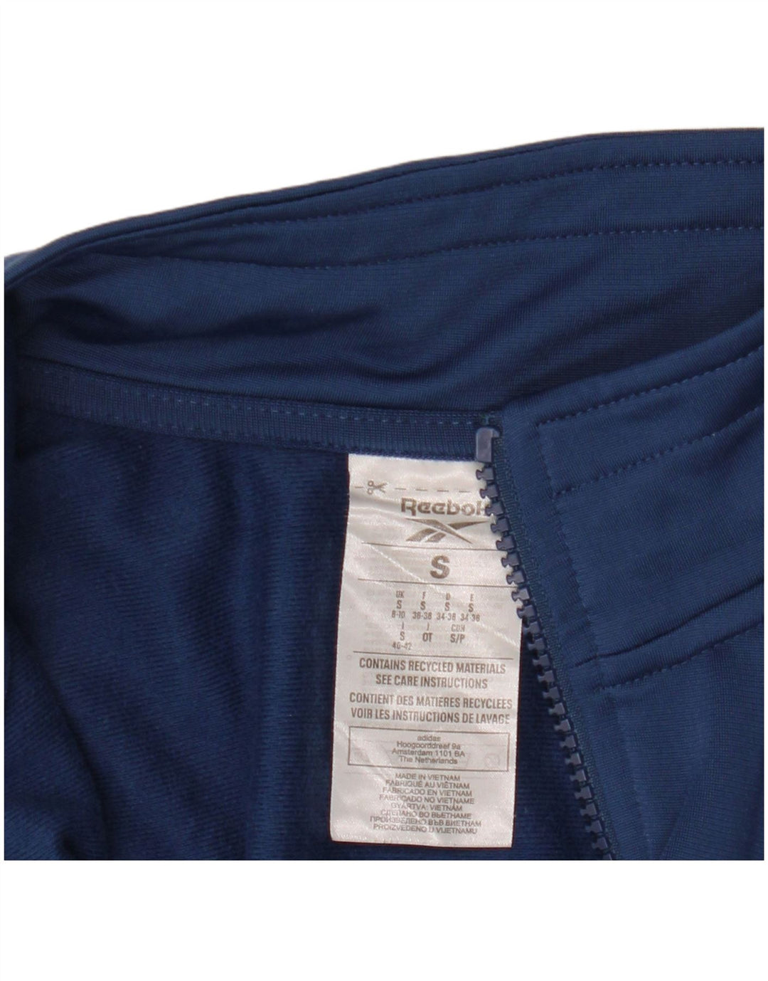 Reebok Womens Loose Fit Crop Tracksuit Top Jacket Reino Unido 8/10 Pequeno Azul Marinho