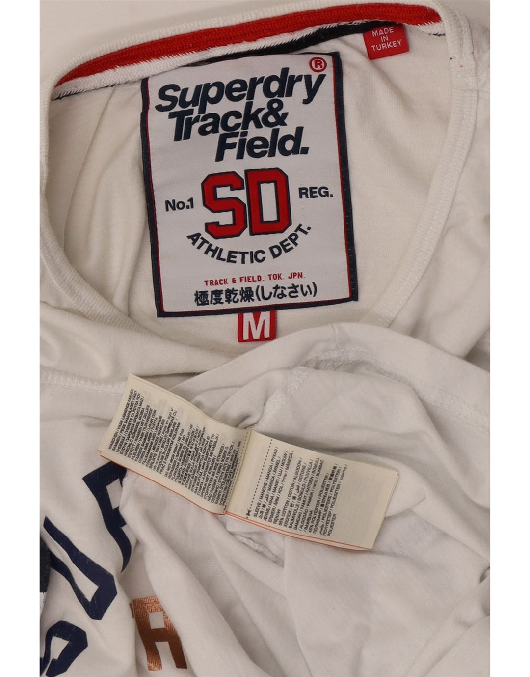 Top gráfico feminino Superdry manga 3/4 UK 12 médio branco colorblock