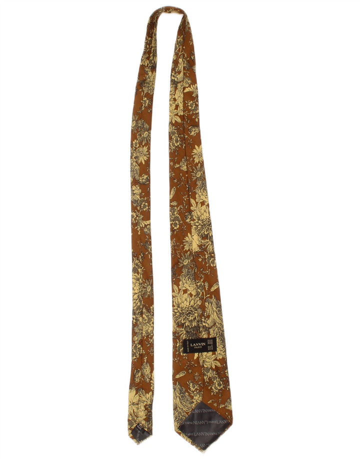 Gravata masculina Lanvin tamanho único marrom floral seda designer