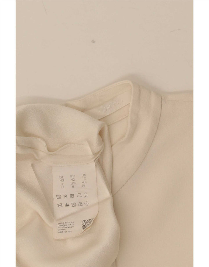 Blusa feminina de manga comprida Hugo Boss UK 12 médio off white acetato