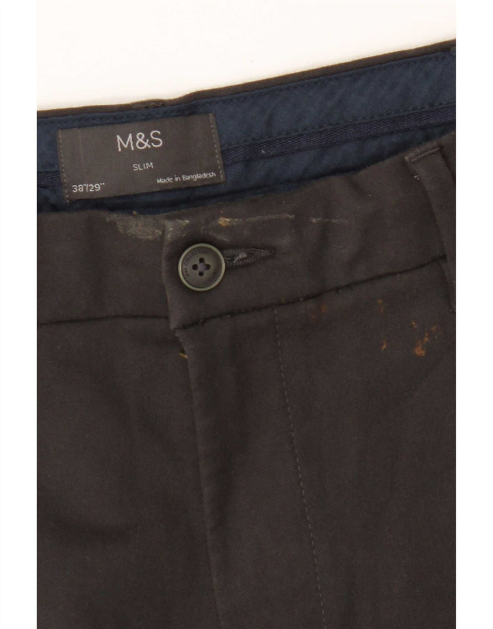 Calça Chino Masculina Slim Marks & Spencer W38 L29 Algodão Cinza