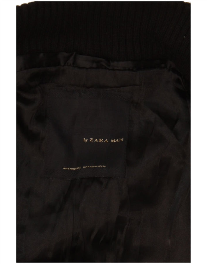 Zara Mens Trench Coat UK 38 Médio Preto