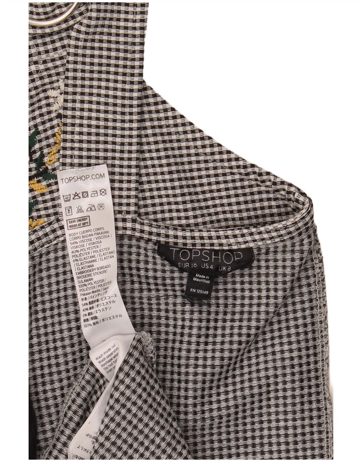 Vestido de verão feminino Topshop EU 36 pequeno preto gingham viscose