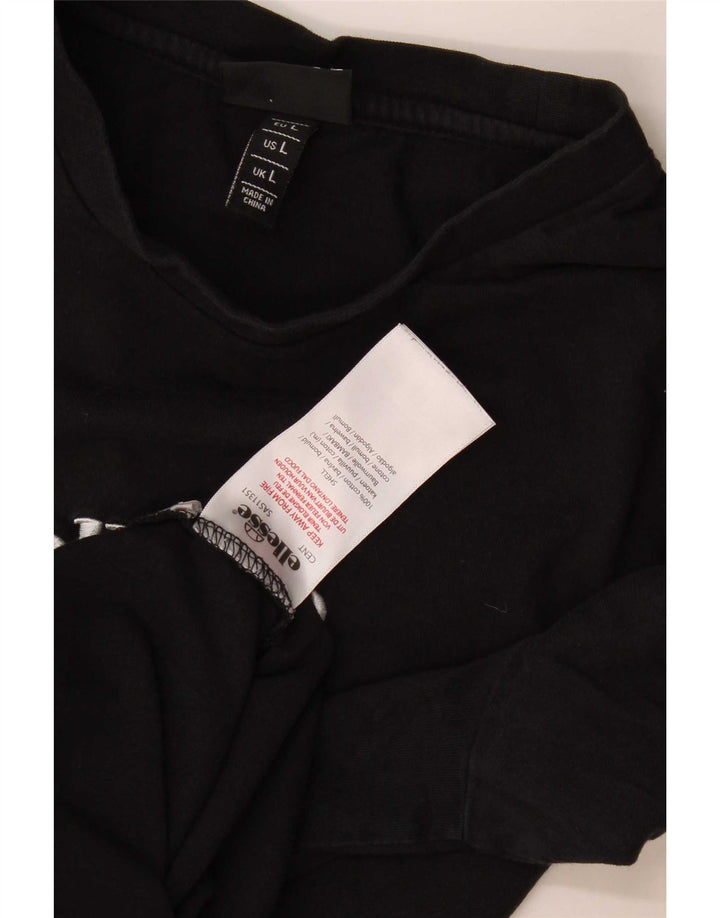 Ellesse Camiseta Masculina Slim Fit Top Grande Algodão Preto