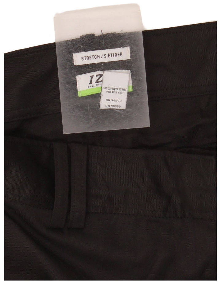 Calça chino feminina IZOD reta US 10 grande W32 L30 poliéster preto
