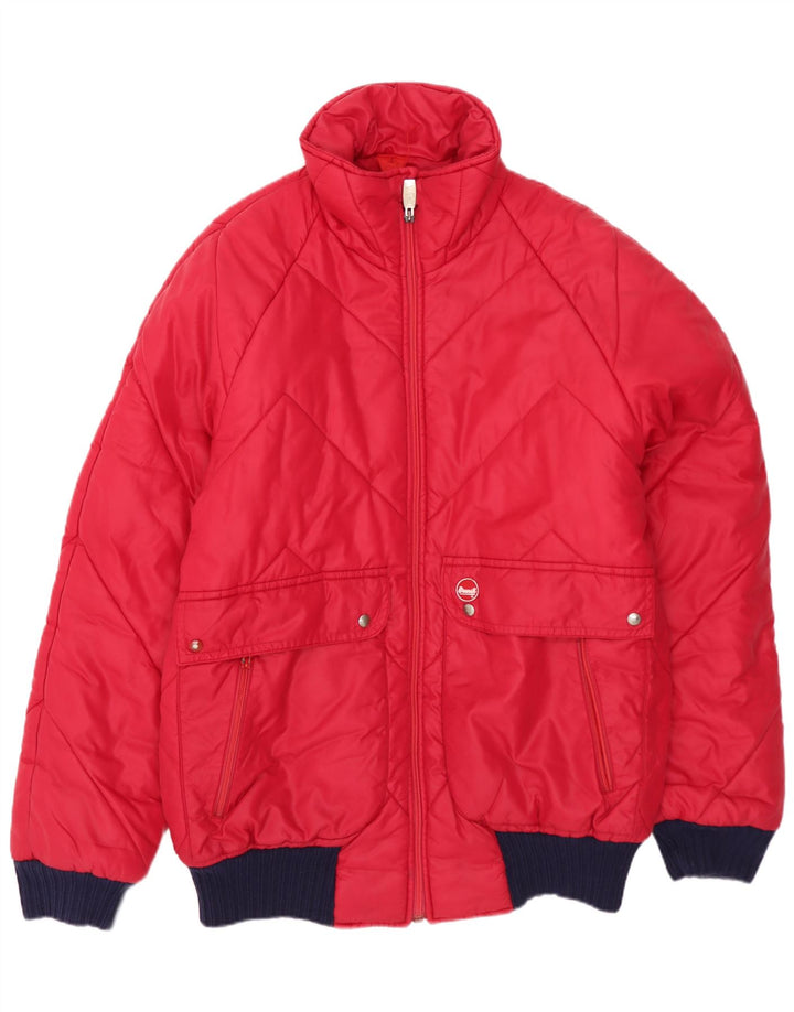 Jaqueta acolchoada masculina Brunik UK 38 bloco colorido vermelho médio