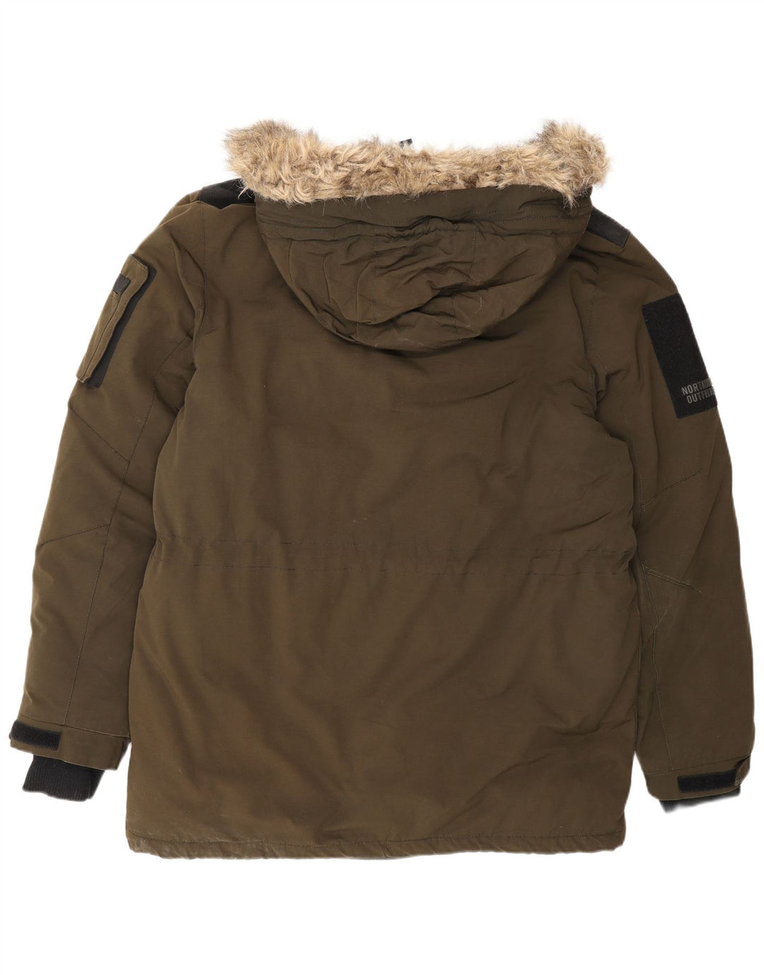 Jaqueta Parka masculina com capuz Smog UK 42 XL poliéster cáqui