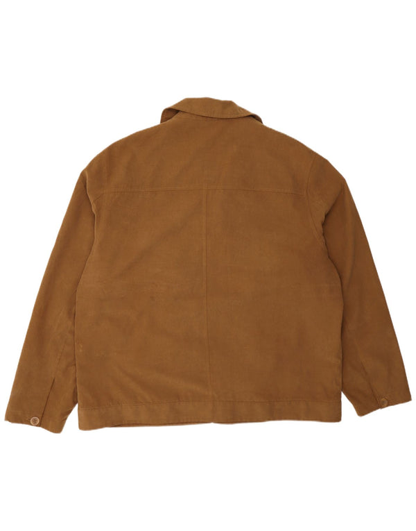 Jaqueta bomber masculina vintage UK 46 3XL poliéster marrom