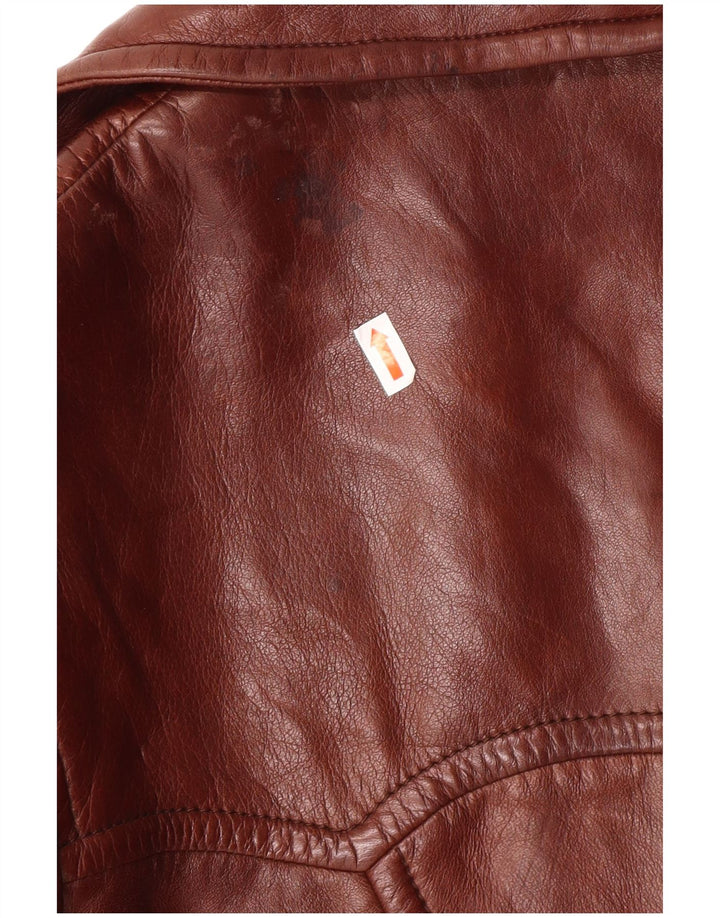 Casaco de couro feminino VINTAGE IT 52 2XL couro marrom