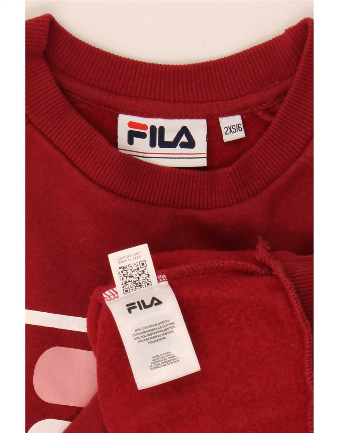 Fila moletom feminino gráfico oversized jumper UK 2 2XS vermelho colorblock