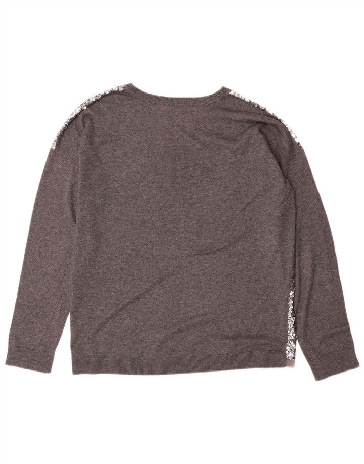 Whistles Suéter feminino oversized com gola redonda Reino Unido 12 cinza médio