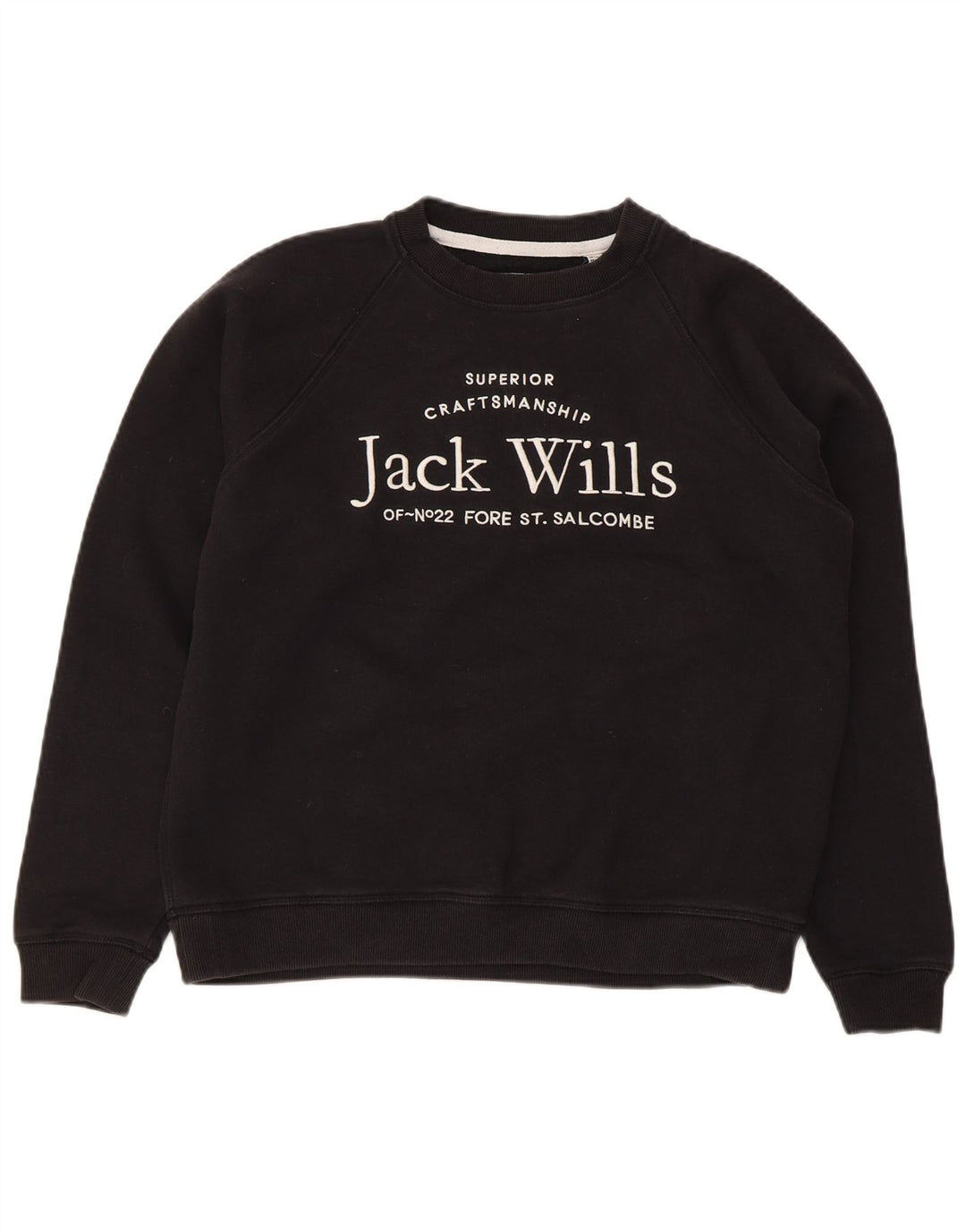 Suéter gráfico feminino Jack Wills Reino Unido 12 algodão preto médio