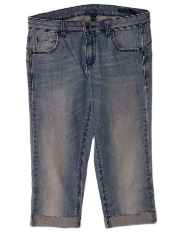 Benetton Calça Jeans Capri Feminina W28 L18 Azul Algodão