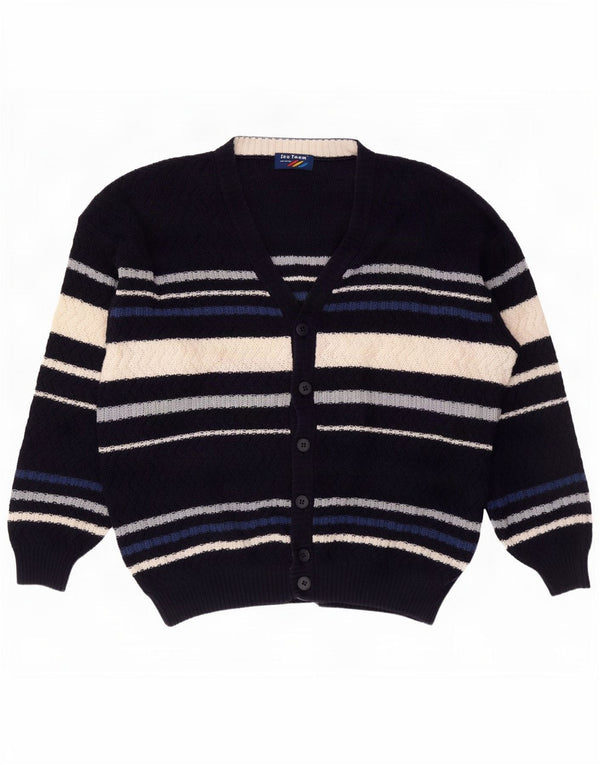 Suéter cardigã masculino vintage IT 56 XL listrado azul marinho