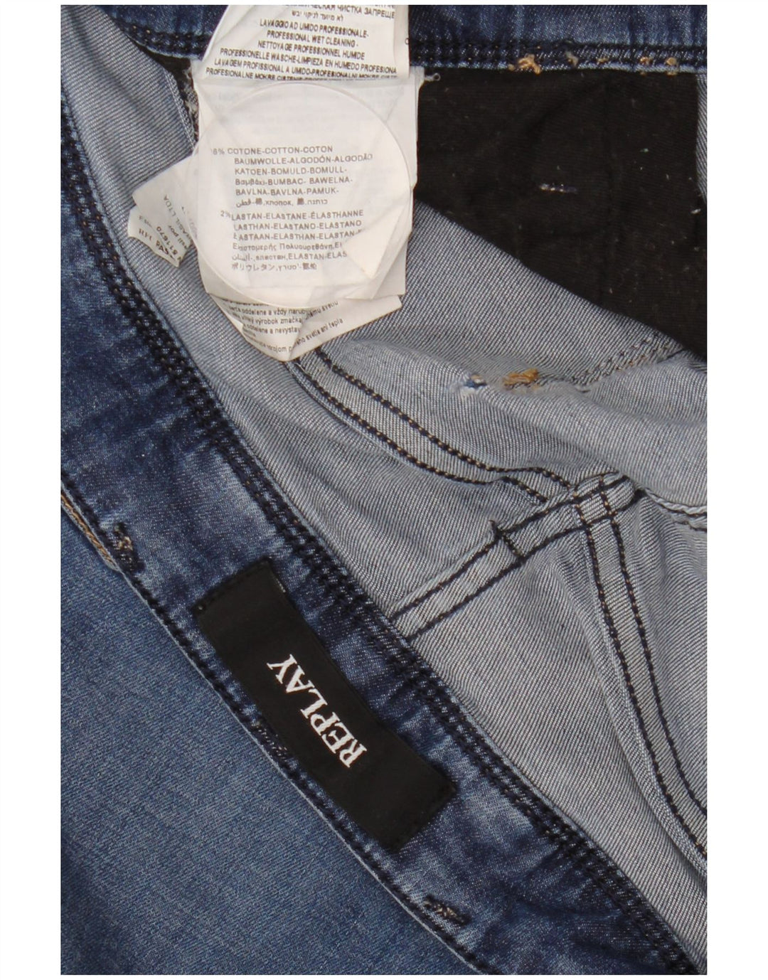 Replay Jeans Slim Masculino W36 L32 Azul Algodão
