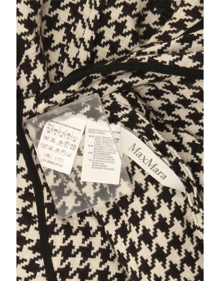 Jaqueta blazer feminina Max Mara Reino Unido 10 pequena lã houndstooth preta