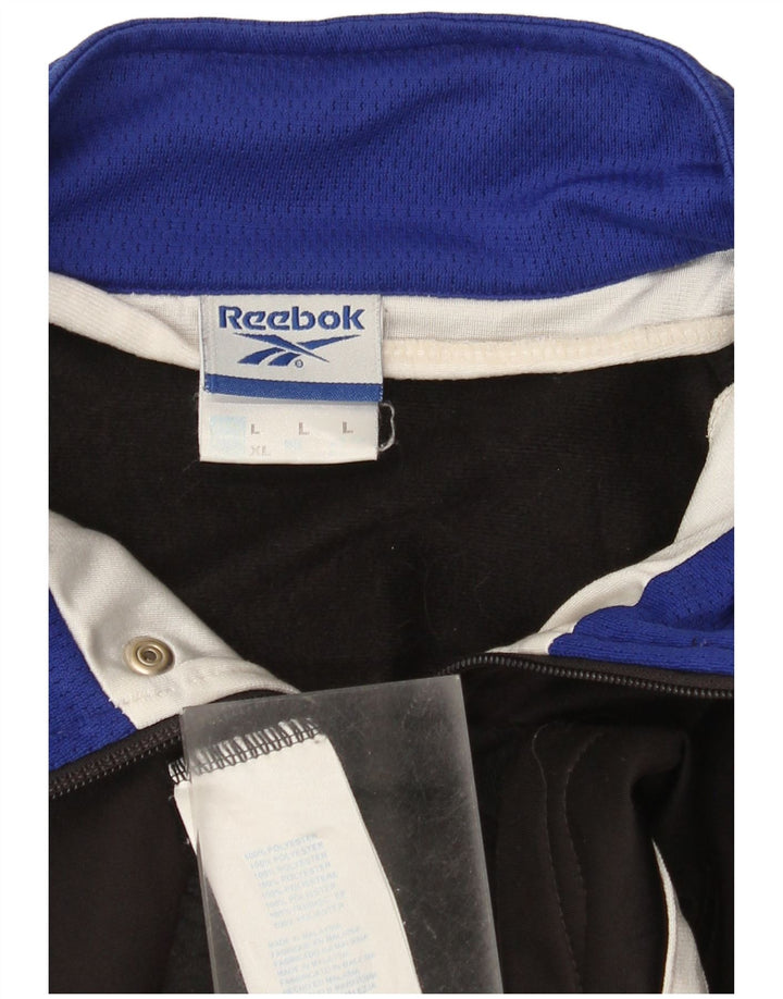 Reebok Mens Graphic Tracksuit Top Jacket Grande Preto Colorblock Poliéster