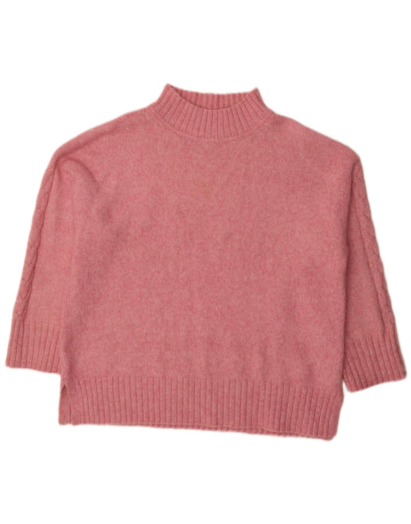 Suéter feminino Marks & Spencer com gola tartaruga Reino Unido 16 grande rosa