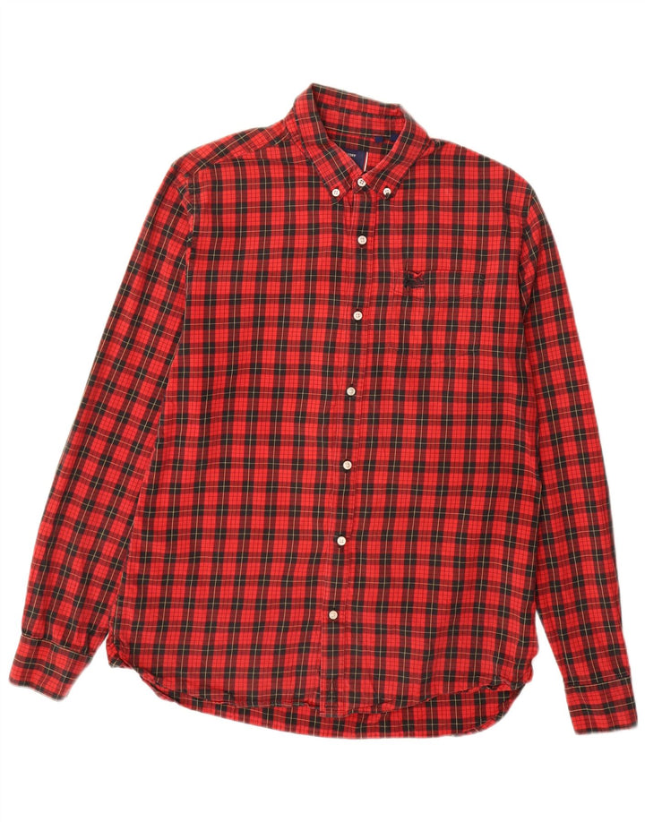 Camisa masculina de flanela Superdry grande algodão xadrez vermelho