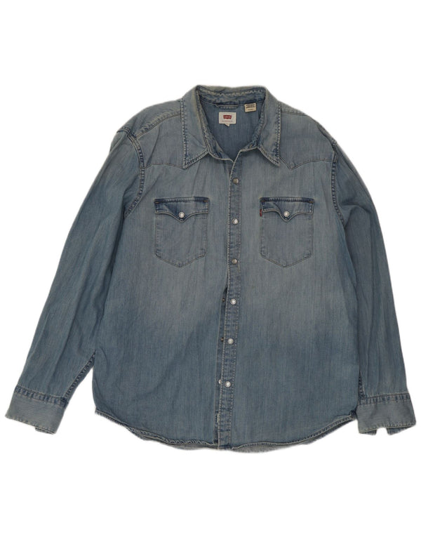 Camisa jeans masculina Levi's XL azul algodão