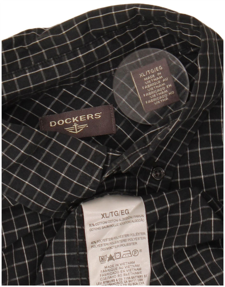 Camisa masculina DOCKERS XL preta xadrez algodão