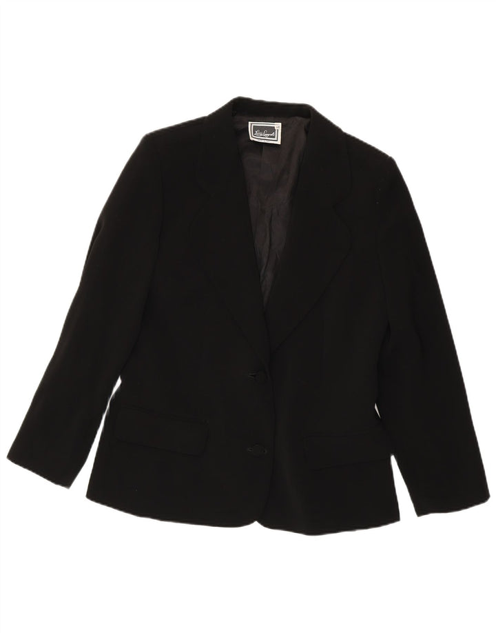 Luisa Spagnoli Jaqueta blazer feminina com 2 botões IT 46 grande poliéster preto
