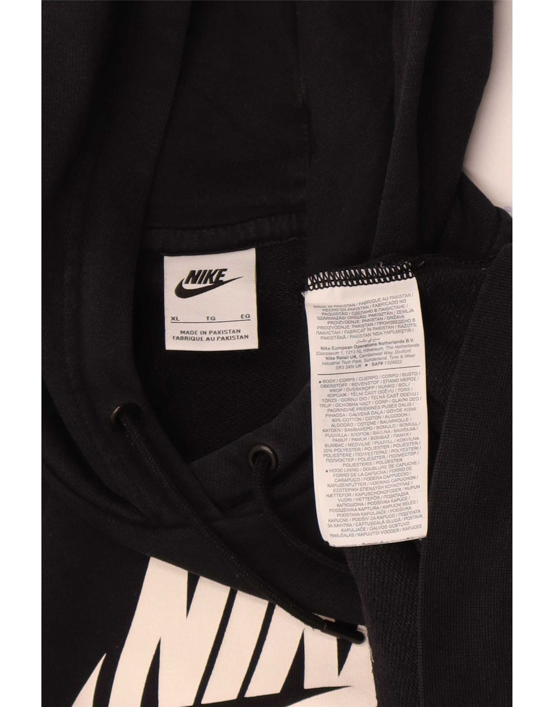 Jumper com capuz gráfico feminino Nike UK 18 XL preto poliéster