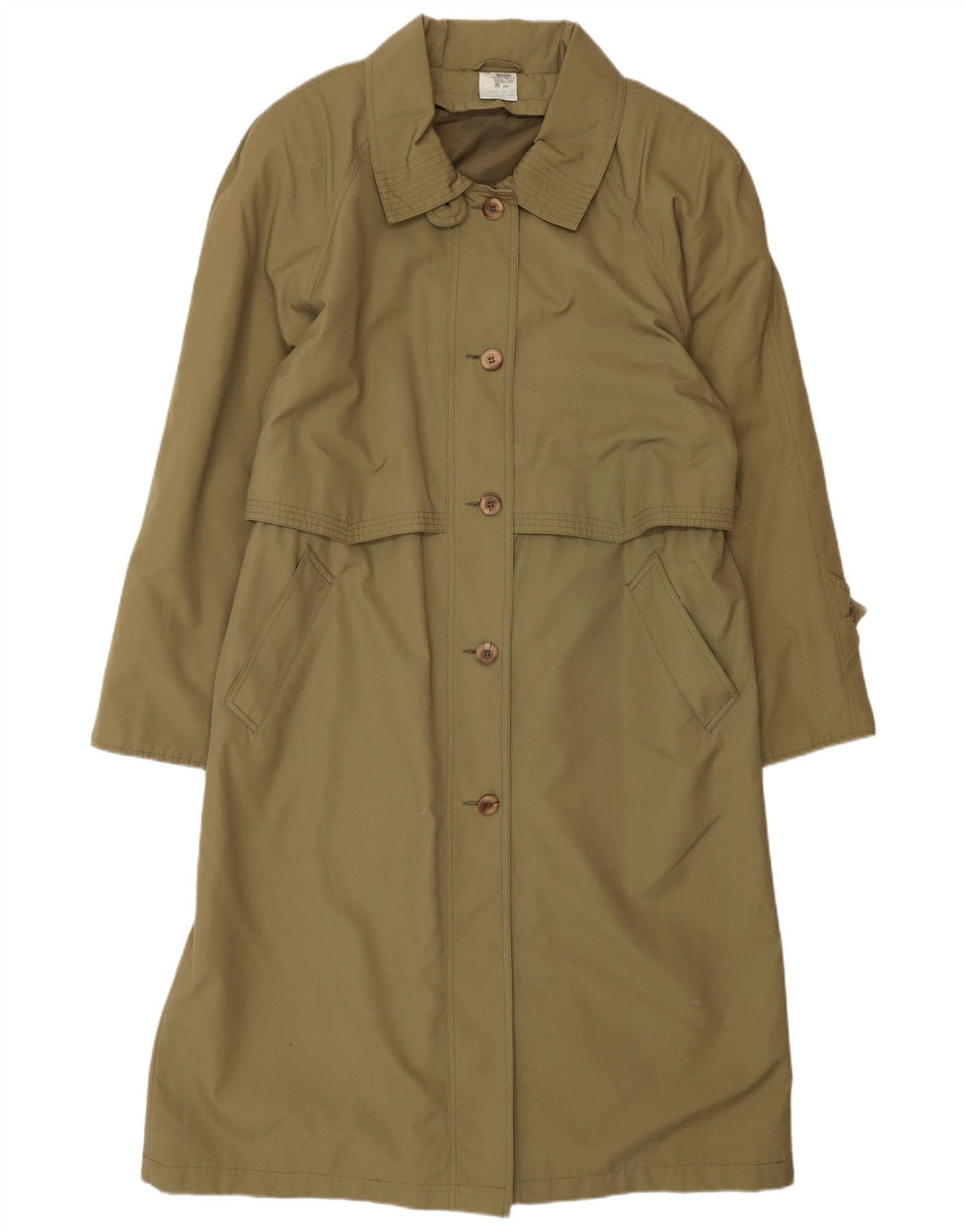 CLASSIC Womens Oversized Longline Trench Coat UK 16 Grande Poliéster Cáqui
