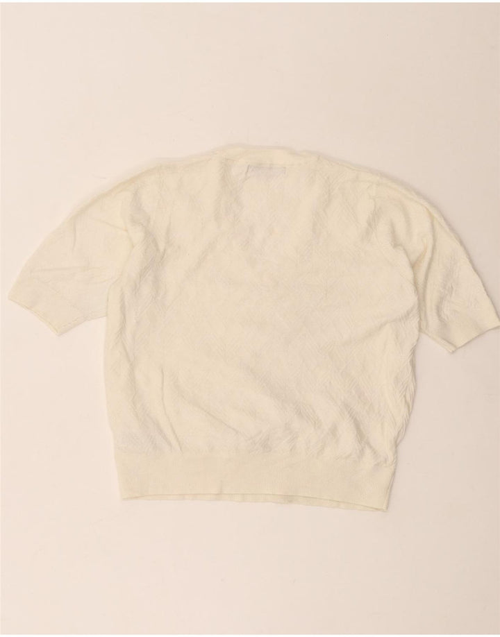 Suéter feminino Marks & Spencer com decote em V UK 12 Médio Off White