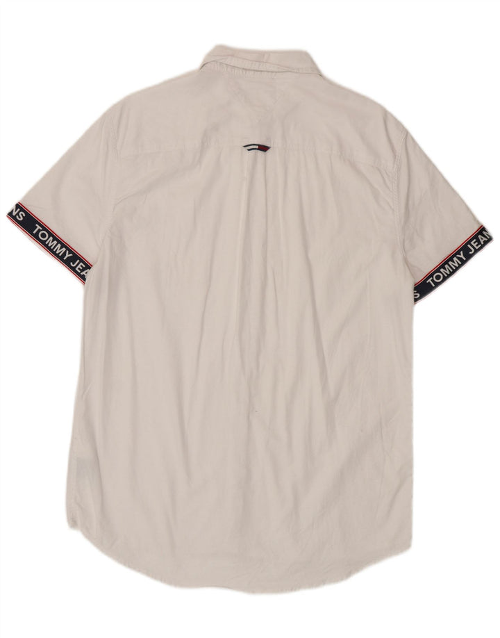 TOMMY HILFIGER Mens Regular Fit Graphic Short Sleeve Shirt Large White
