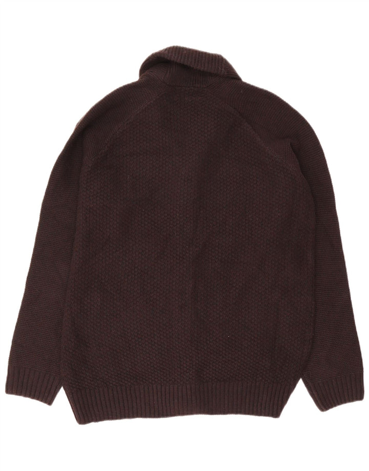 Suéter cardigã masculino Marks & Spencer grande acrílico marrom