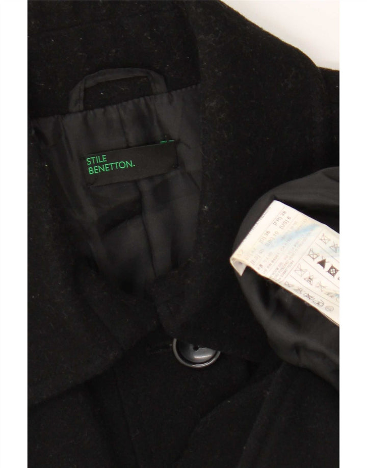 Sobretudo feminino Benetton UK 10 pequeno lã preta