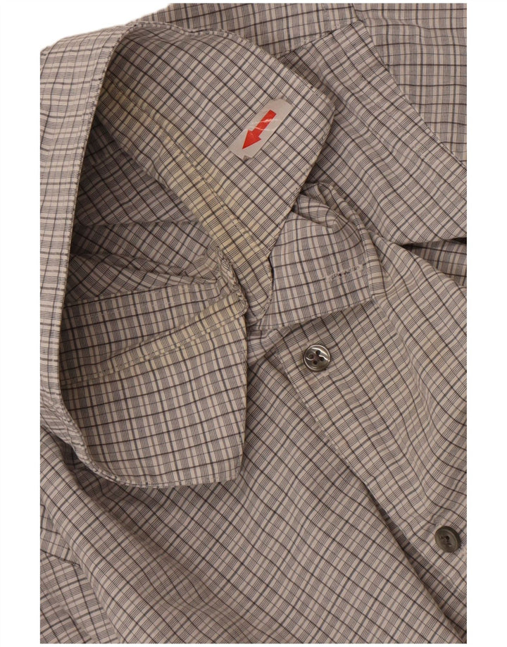 Camisa masculina Calvin Klein Slim Fit tamanho 15 1/2 xadrez cinza médio