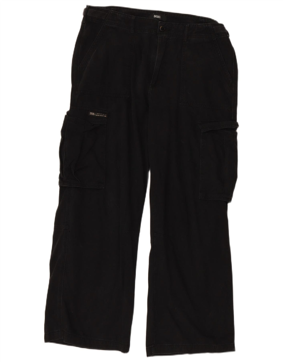 Calça cargo feminina reta DIESEL US 16 2XL W36 L30 algodão preto