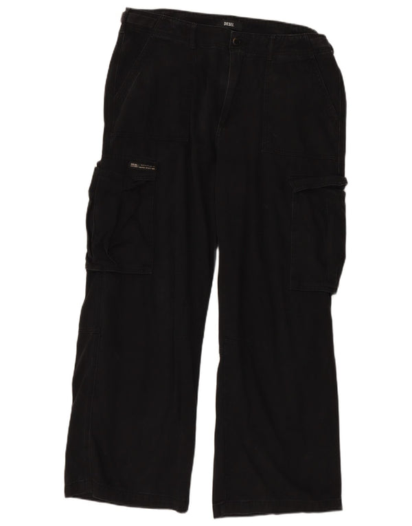 Calça cargo feminina reta DIESEL US 16 2XL W36 L30 algodão preto