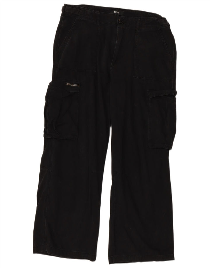 Calça cargo feminina reta DIESEL US 16 2XL W36 L30 algodão preto