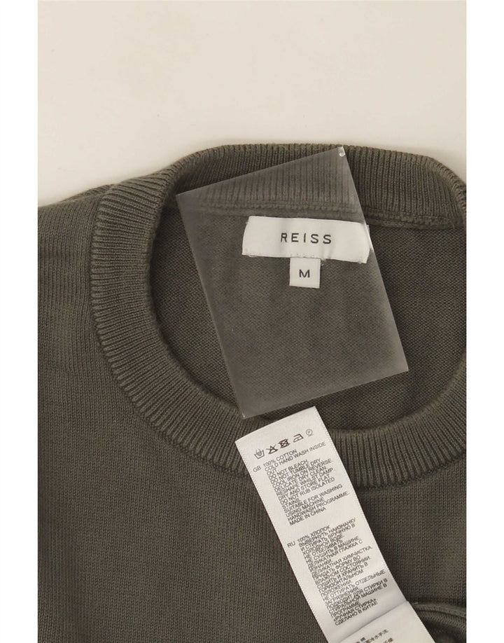 Suéter masculino Reiss com gola redonda e algodão cáqui médio