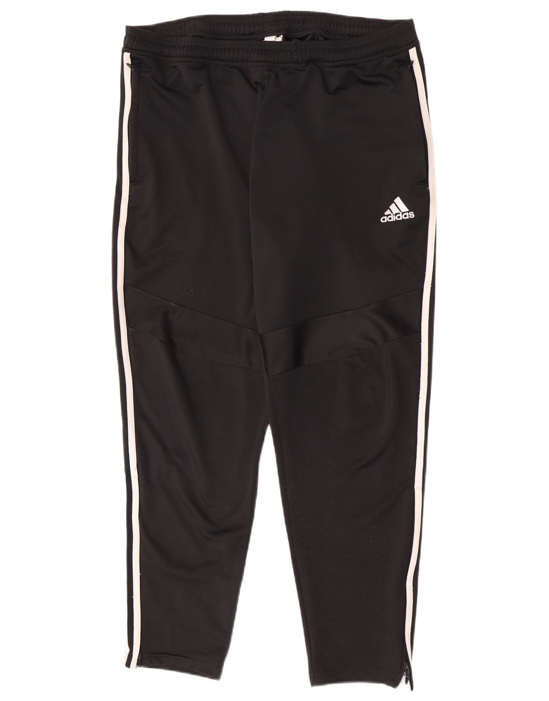 Calça de treino masculina Adidas grande poliéster espinha de peixe preto