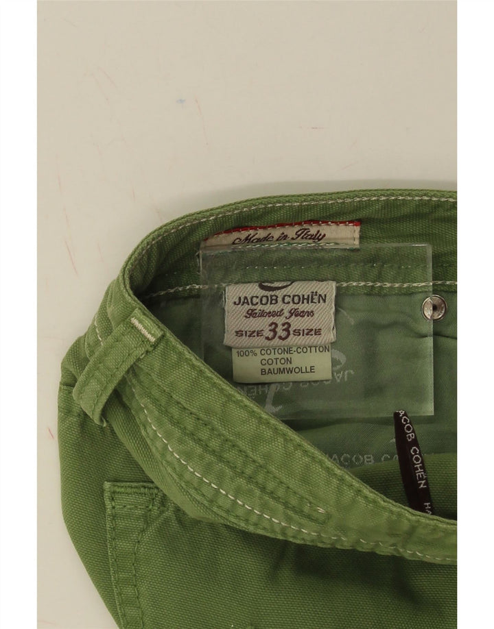 JACOB COHEN Womens Straight Casual Trousers W33 L32 Green Cotton Vintage Jacob Cohen and Second-Hand Jacob Cohen from Messina Hembry 