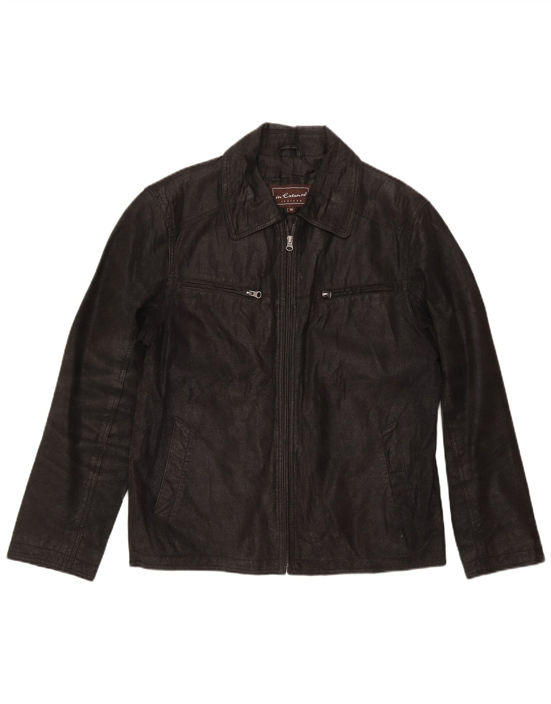 Jaqueta de couro masculina In Extenso UK 38 média preta
