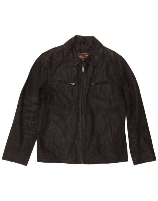 Jaqueta de couro masculina In Extenso UK 38 média preta