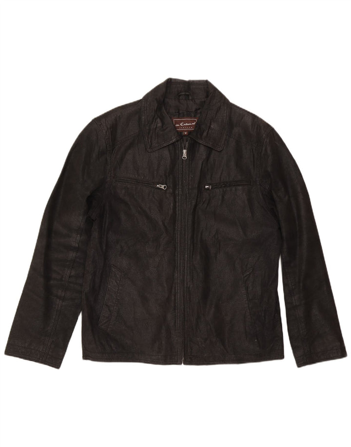 Jaqueta de couro masculina In Extenso UK 38 média preta