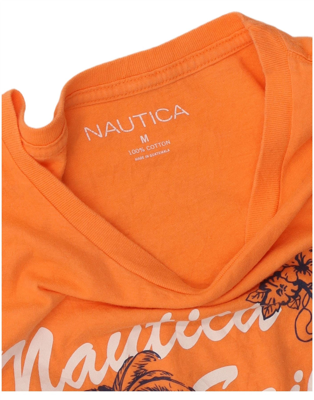Camiseta masculina gráfica Nautica Top médio algodão laranja