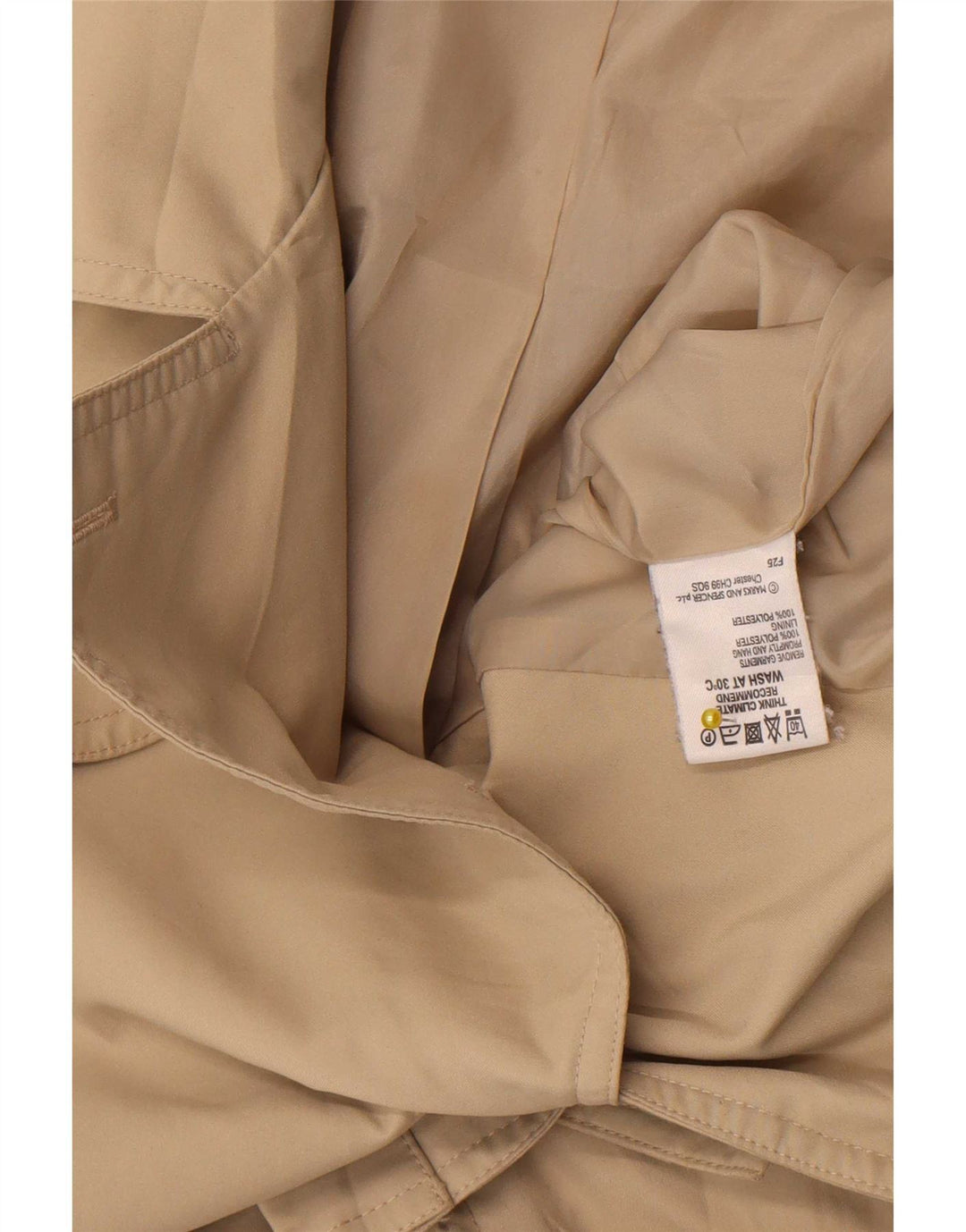 Casaco impermeável feminino Marks & Spencer Reino Unido 14 grande poliéster bege