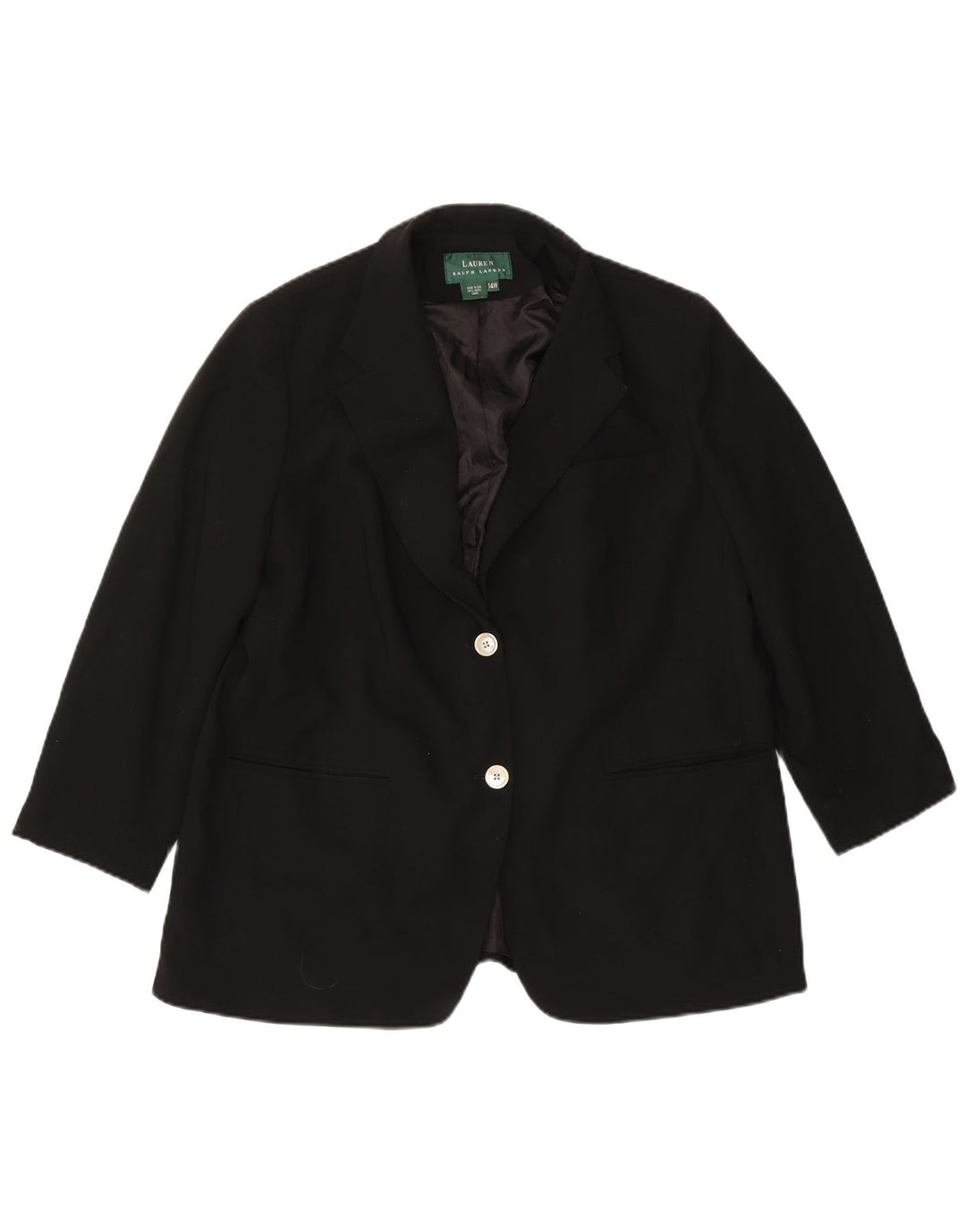 Ralph Lauren Jaqueta blazer feminina de 2 botões US 14 XL lã preta