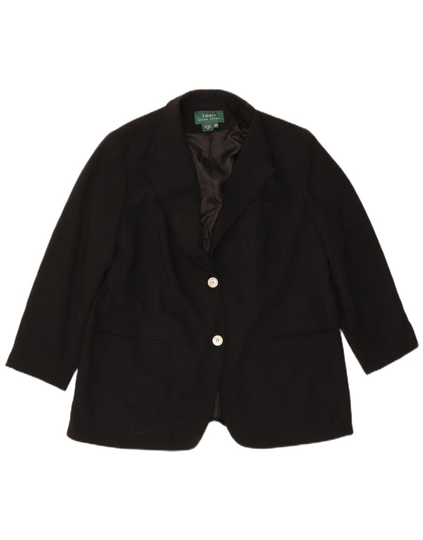 Ralph Lauren Jaqueta blazer feminina de 2 botões US 14 XL lã preta