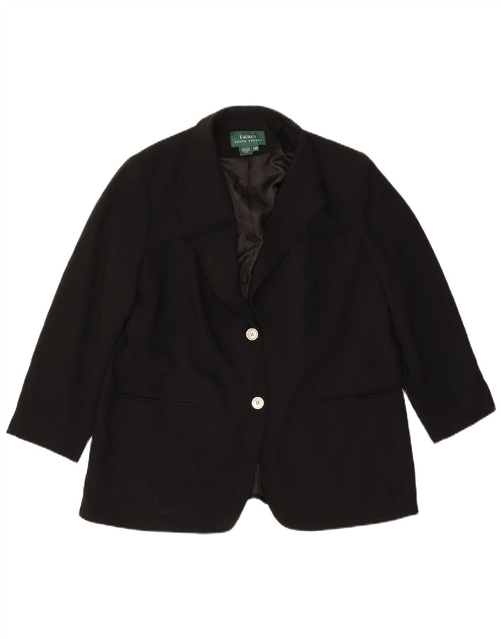 Ralph Lauren Jaqueta blazer feminina de 2 botões US 14 XL lã preta