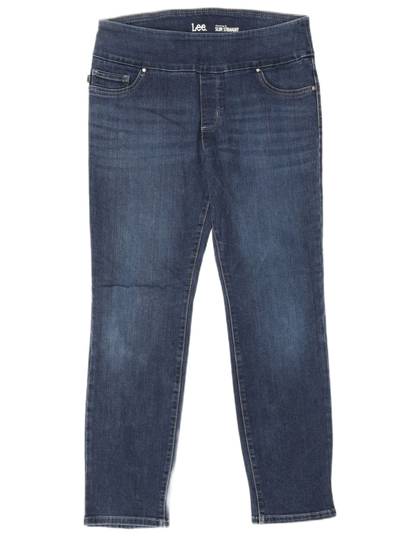 Calça jeans feminina LEE slim fit cintura alta reta US 12 grande W30 L27 azul