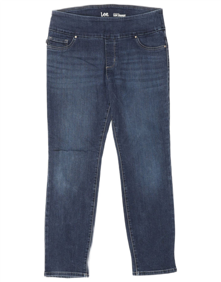 Calça jeans feminina LEE slim fit cintura alta reta US 12 grande W30 L27 azul